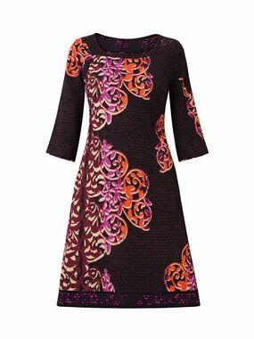Donna Morgan Sheath Dress Women’s Size 4 Brown Bright Print 3/4 Sleeve